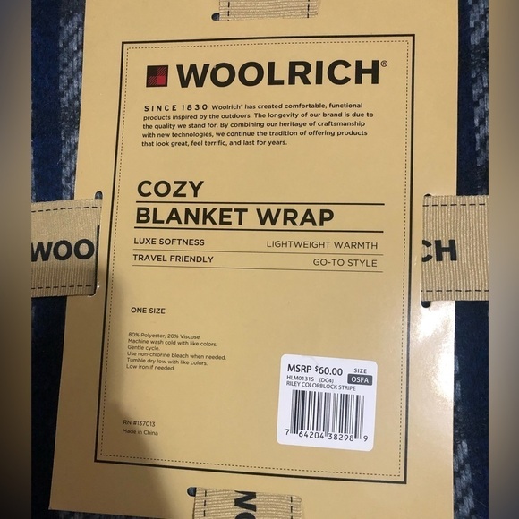 Woolrich cozy blanket wrap soft travel NWT - Picture 5 of 5